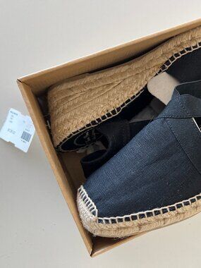 NIB Toni Pons TER Black Linen Espadrille Wedges EU 39 US 8